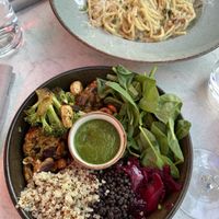 Protein buddha bowl - spaghetti carbonara 😍  at Bistro Verde in Copenhagen
