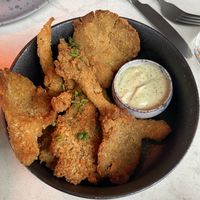 Deep fried oyster mushrooms  at Bistro Verde in Copenhagen