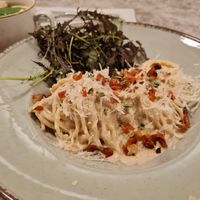 Spaghetti Carbonara at Bistro Verde in Copenhagen