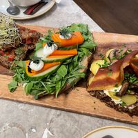 Smørrebrød with different toppings  at Bistro Verde in Copenhagen