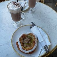 Danish pastry and hot chocolate  at Bistro Verde in Copenhagen