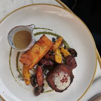 Juicy Marbles steak with pommes Anna. at Bistro Verde in Copenhagen