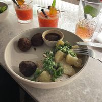 ‘Meatballs’ with potato salad- v tasty  at Bistro Verde in Copenhagen