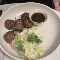 Meatballs with potato salad  at Bistro Verde in Copenhagen