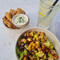 Fried Shrooms,  Cesar salad and homemade lemomade at Bistro Verde in Copenhagen