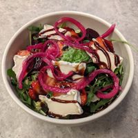 Camembert salad (with strawberries, beetroot, and pickled onions) at Bistro Verde in Copenhagen