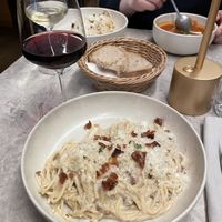 Vegan Spaghetti Carbonara   at Bistro Verde in Copenhagen