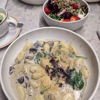 Gnocchi and vegan camembert salad at Bistro Verde in Copenhagen