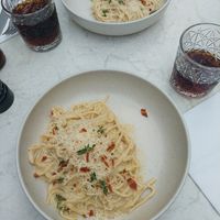 spaghetti carbonara - sehr lecker at Bistro Verde in Copenhagen