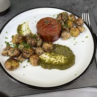 Steak with roasted potatoes   at Bistro Verde in Copenhagen