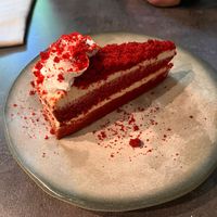 Red velvet cake  at Bistro Verde in Copenhagen