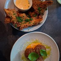 Fried Mushrooms and Arancini at Bistro Verde in Copenhagen