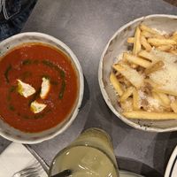 Tomato soup and Parmesan fries   at Bistro Verde in Copenhagen