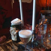 Wanderer's Gimlet: Bizongrass + Gin, Chamomile, Pink Pepper at MIRZAM COCKTAIL BAR in Gdansk