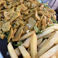 Carne vegetal con papas fritas  at Restaurante Monte Libano in Gran Canaria