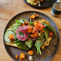 Toast sans gluten avec leur pain au lentilles. Excellent! at Shed Cafe in Le Grand-bornand