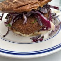 Vegan chik’n sandwich   at Clementine Bakery in Brooklyn