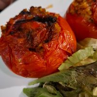 Stuffed tomatoes at Taverna Vergina in Crete