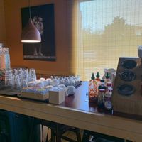 Self-serve water and tea  at Eatwell Organic Noodle in Florence