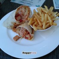 Tofu wrap with french fries at Terra Sana in Malaga