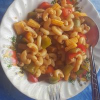 Macaroni with vegetables and sauce - 50 Bath at Vegan Buddy in Bangkok