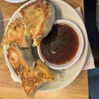 Bok choy dumplings (cooked to perfection)  at Pine & Crane in Los Angeles