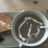 Mushroom soup and toastie  at The New Denver in Cullen