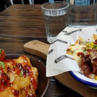 Cauliflower wings and dirty fries at Rising Café in Lincoln
