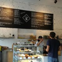 Counter with menu at Funk You Natural Food in Berlin