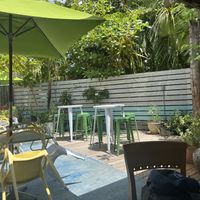 Outdoor seating   at Island Roots in Tortola