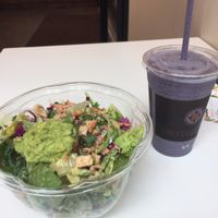 Vegan superfood salad and PBJ protein smoothie at Protein Bar - Lake St in Chicago