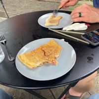 Vegan dough for crepes. They do not brew their own beer, but serve local varieties.. here’s the strawberry jam and cinnamon sugar option    at Bistro Točna in Prague