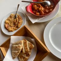 Aubergine salad, giant beans  at Starlight Restaurant in Corfu
