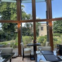 The view from the conservatory .  at La Vecchia Scuola Italian Restaurant in York