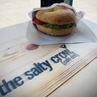 Bacon, avocado and tomato bagel   at The Salty Crow in Lowestoft