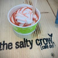 Whippy ice cream with black cherry   at The Salty Crow in Lowestoft