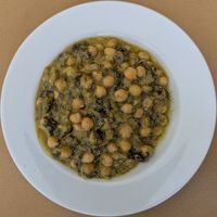 Chickpeas with spinach and tahini at Tavern O Magos in Crete