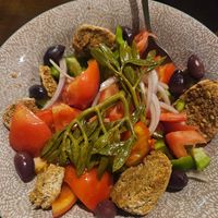 Greek salad without feta. So hearty and filling at To Steno - Το Στενό in Crete