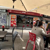 Seating outside - a bit noisy as there is a freeway beside.   at Siraj Shawarma in Santiago