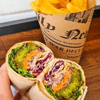 Pita falafels and french fries at Jumbo in Lille