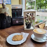 Cookie and oat latte at Evita Espressobar in Oslo