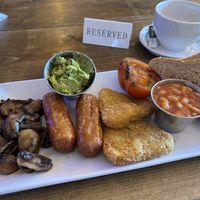 Vegan all day breakfast and decaff americano  at Flanders in Seaham