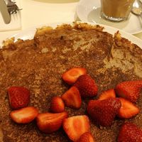 2 "Create your own" with strawberries and one of them also with bananas at Pancakes - Westermarkt in Amsterdam