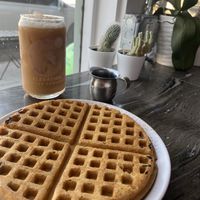 Cinnamon waffles & oat chai  at Elevation Coffee in Tampa