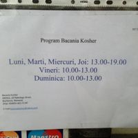 hours at Bacania Kosher in Bucharest