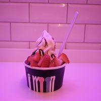 Healthy vegan vanilla ice cream with strawberries and raspberries at Swoon  in Cork