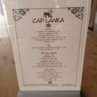 Menu at Cap Lanka in Capbreton