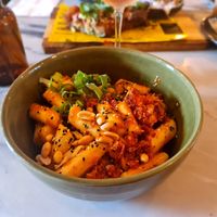 Tteok with shiitake and peanuts. at Espécie in Porto