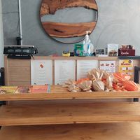 Cashier with vegan products at Edi Sabor Natural in Sao Paulo