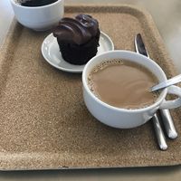 Vegan brownie with oat milk filter coffee  at Restaurant Nationalmuseum in Stockholm